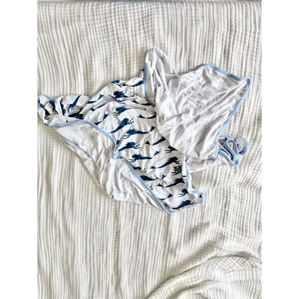 Baby KicKee Pants Bamboo White Blue Mermaid Stroller Blanket One Size